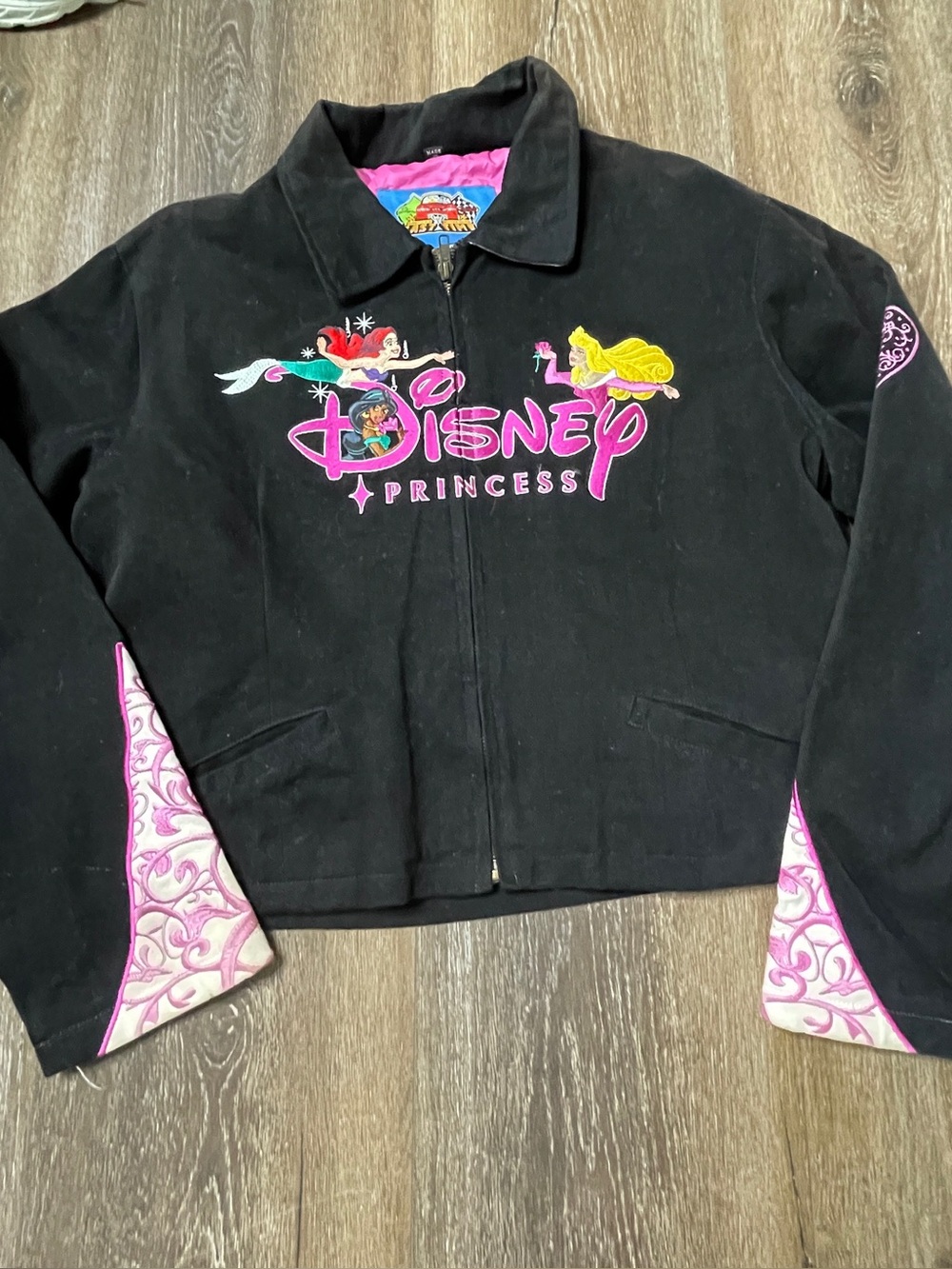 Vintage Disney Princess Daytona 500 JH Design Racing Jacket Pink NASCAR XL